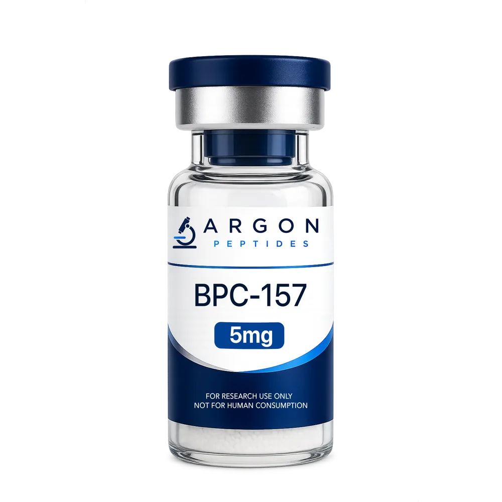 BPC-157 5mg research vial — Argon Vials, 98.67% HPLC purity