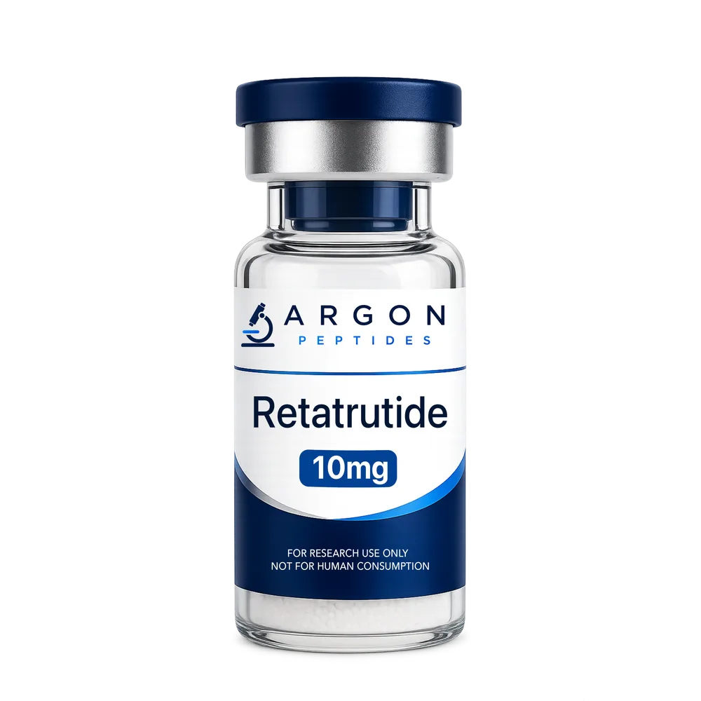 Argon Peptides Retatrutide 10mg research vial — lyophilised powder, research use only